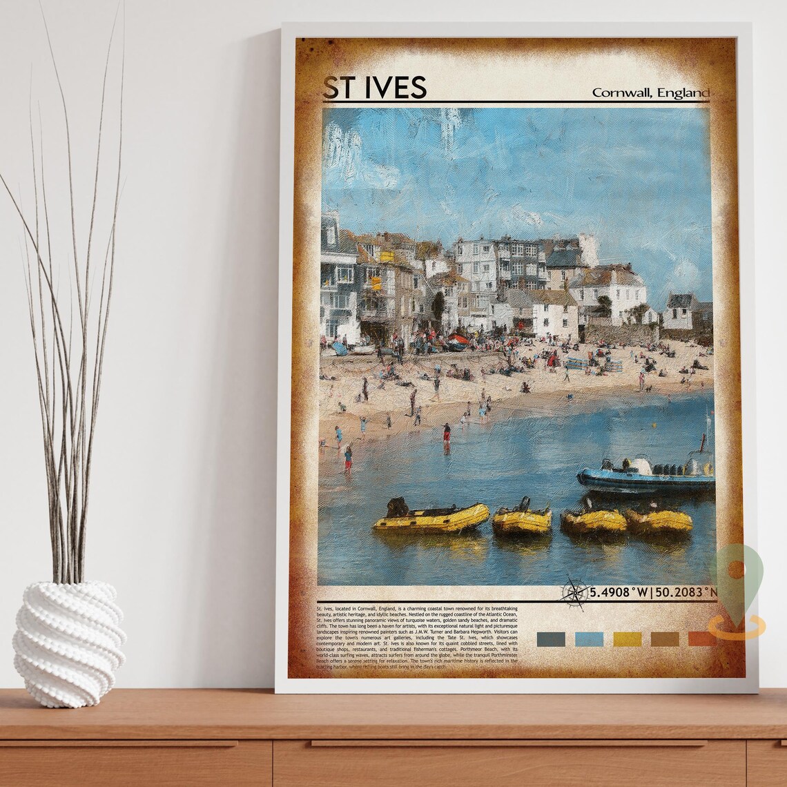 St Ives Cornwall England Harbor Beach Summer Scene Travel Poster - Image 4
