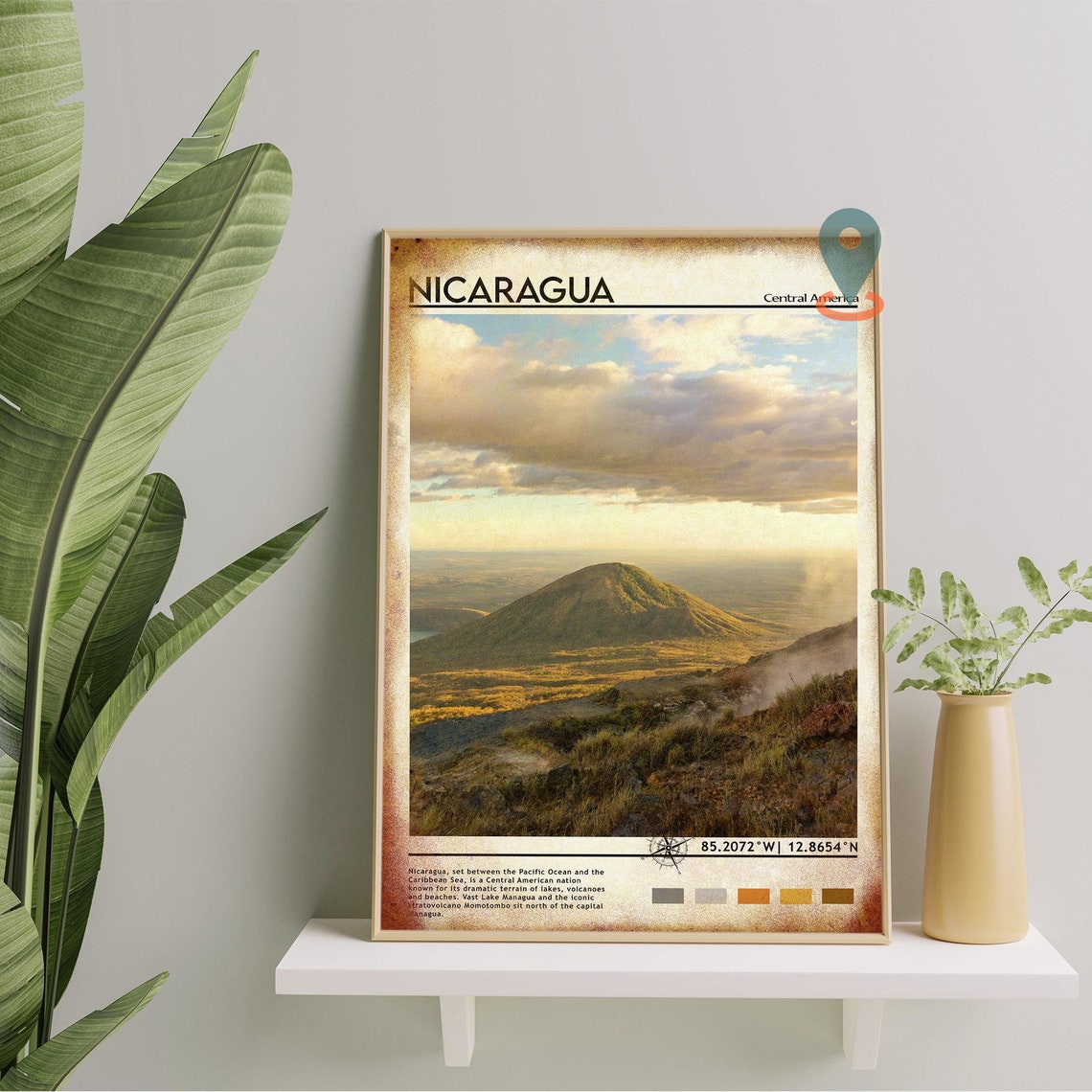 Nicaragua Print Vintage Poster Nicaragua Wall Art Nicaragua Poster Nicaragua Photo Nicaragua Map Nicaragua Wall Decor - Image 2