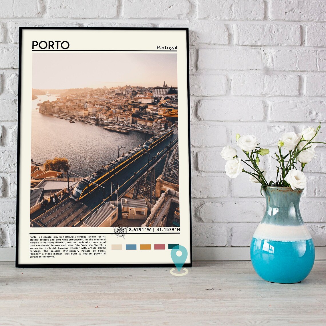 Porto Portugal Dom Luis Bridge Sunset River Cruise Travel Poster - Image 3