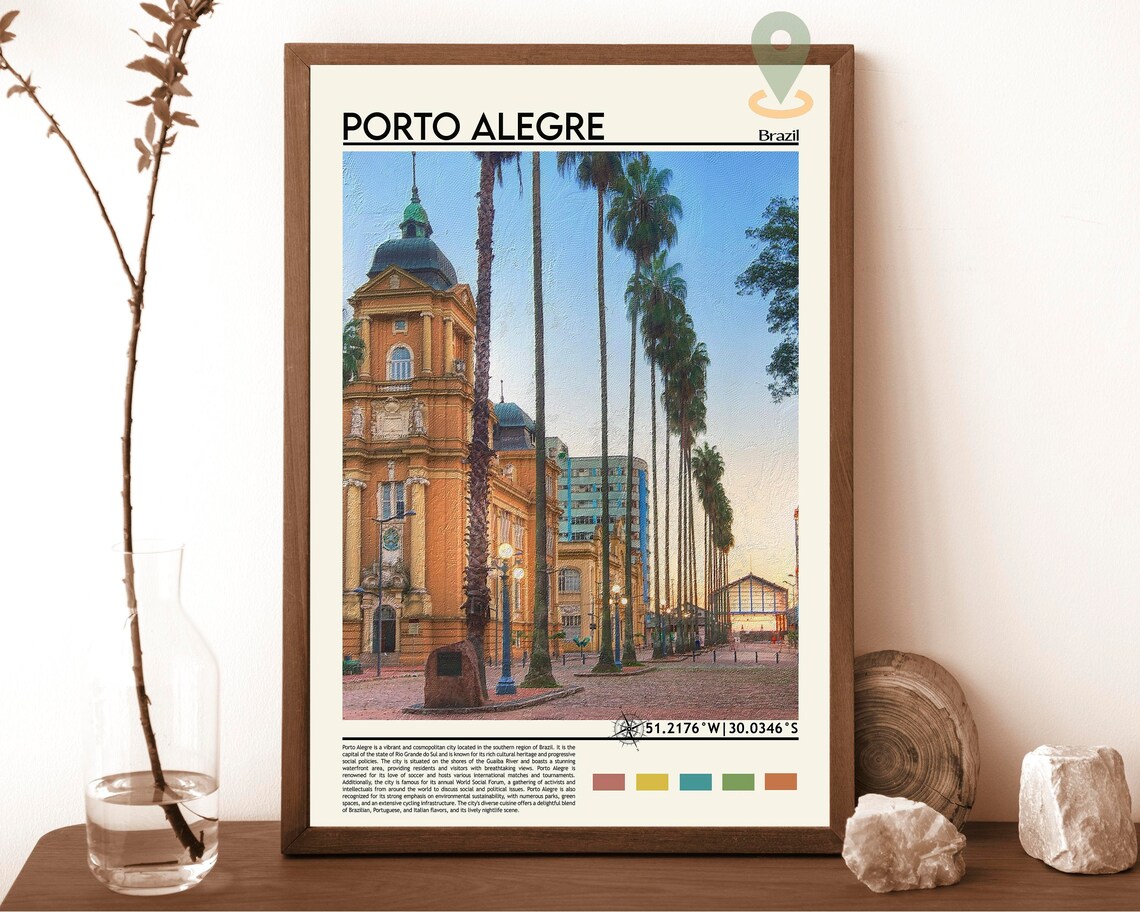 Porto Alegre Brazil Royal Palm Avenue Riverfront Scene Poster