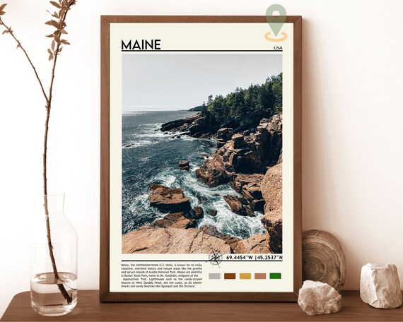 Maine USA Rugged Rocky Atlantic Coastline Ocean Cliffs Poster