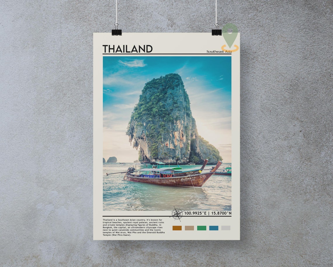 Thailand Print Vintage Poster Thailand Wall Art Thailand Poster Thailand Photo Thailand Poster Print Thailand Poster - Image 3
