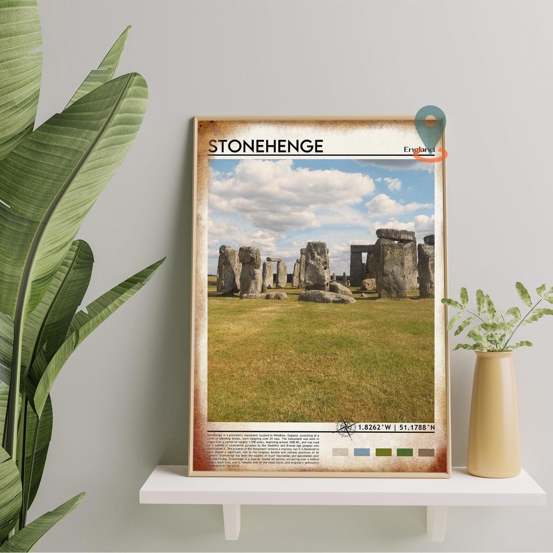 Stonehenge England Prehistoric Monument Green Fields Travel Poster - Image 2