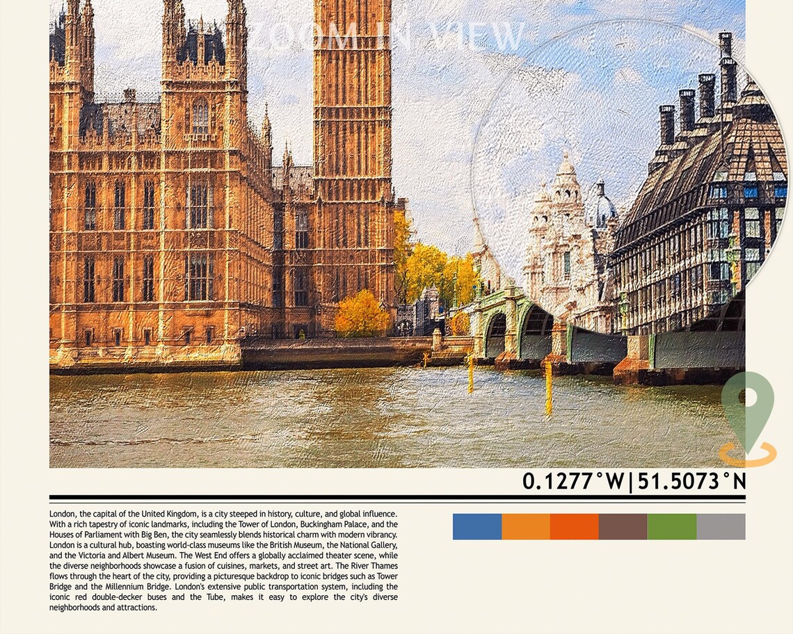 London Big Ben Elizabeth Tower Autumn Westminster Travel Poster - Image 5