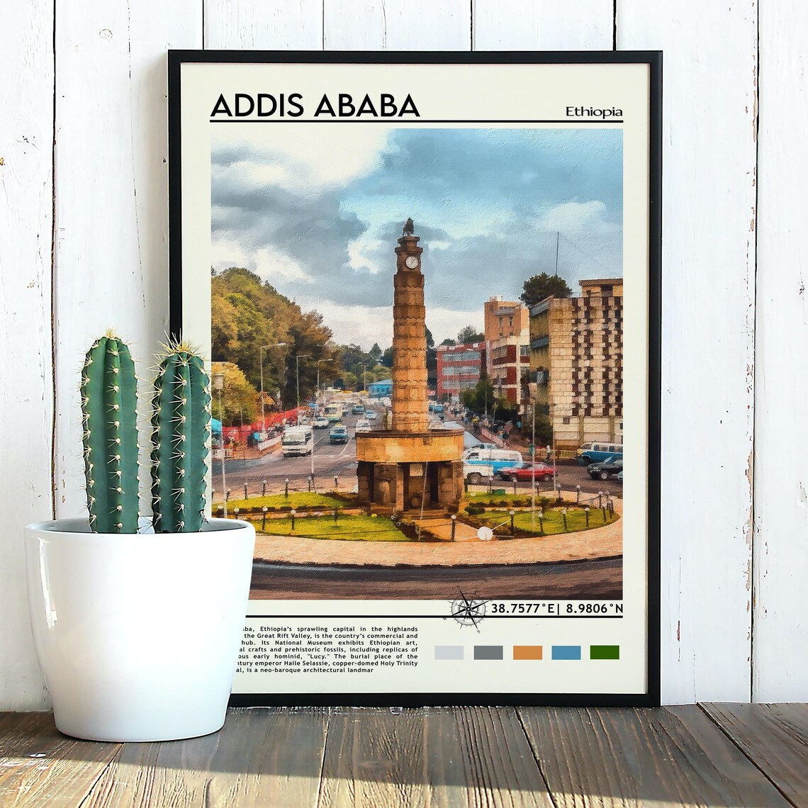 Addis Ababa Ethiopia Historic Monument Tower Street Scene Poster - Image 3