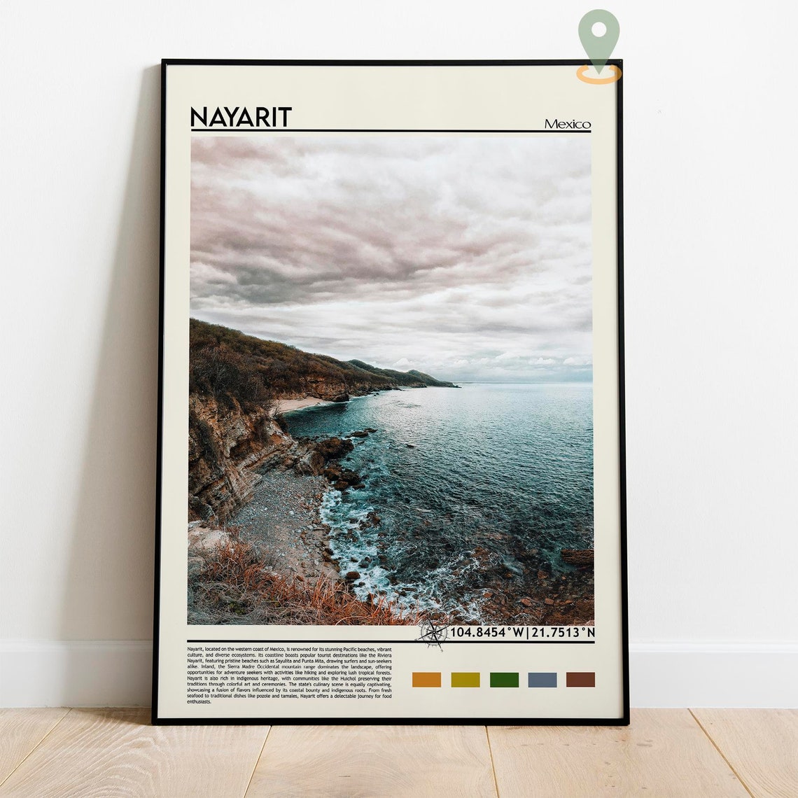 Nayarit Mexico Pacific Coast Rocky Cliffs Ocean View Travel Poster - Image 5