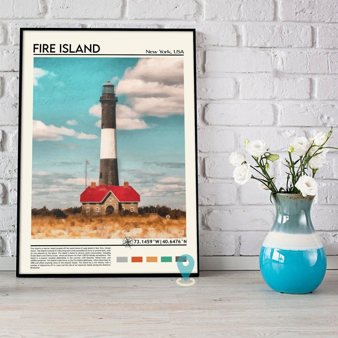Fire Island Print Fire Island Poster Fire Island Wall Art Oil Painting Poster City Print City Artwork Travel Artwork Travel Wall Art - Image 3