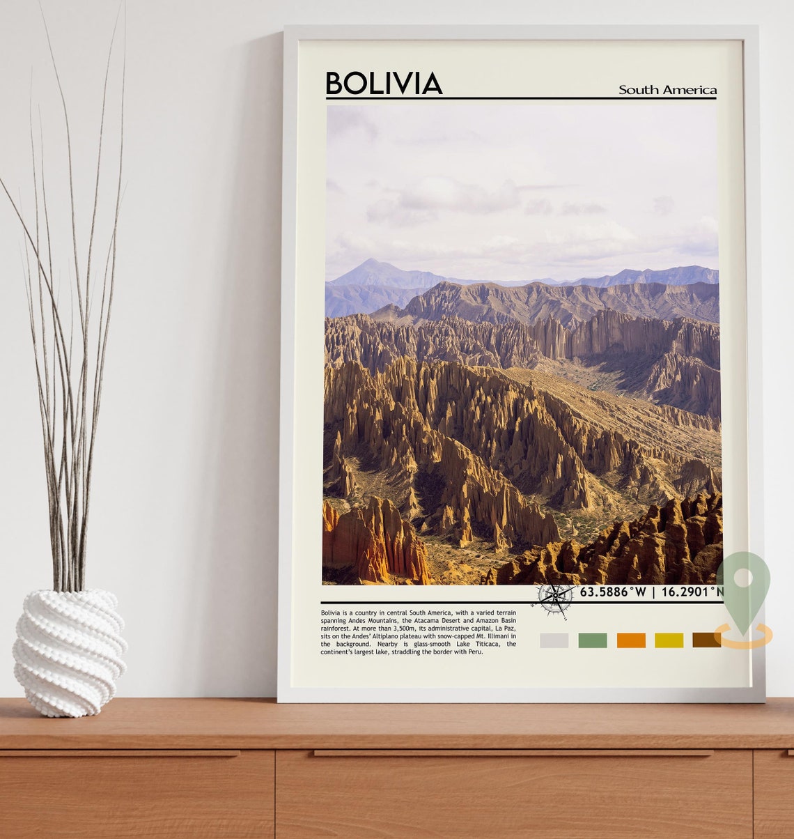 Bolivia Print Bolivia Art Bolivia Poster Bolivia Photo Bolivia Poster Print Bolivia Painting La Paz Poster Bolivia Artwork La Paz - Image 3
