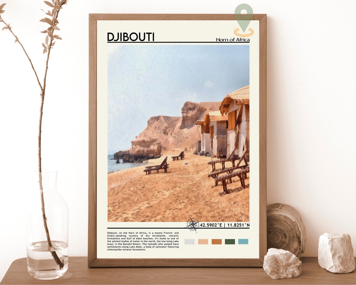 Djibouti Print Djibouti Art Djibouti Poster Djibouti Photo Djibouti Poster Print Djibouti Painting Asmara Travel Poster Vintage Art