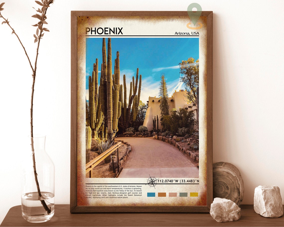 Phoenix Arizona Desert Botanical Garden Saguaro Cactus Travel Poster - Image 6