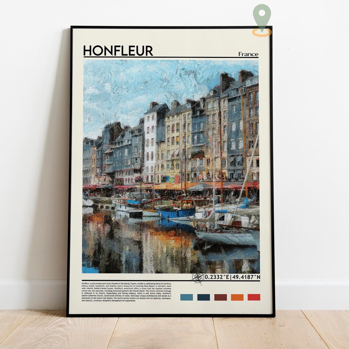 Honfleur France Charming Old Harbor Sailboats Waterfront Art Poster - Image 3