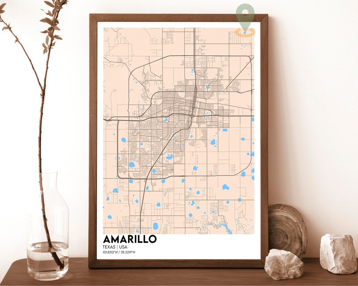 Amarillo Texas USA Minimalist Dark Green City Street Map Poster - Image 4