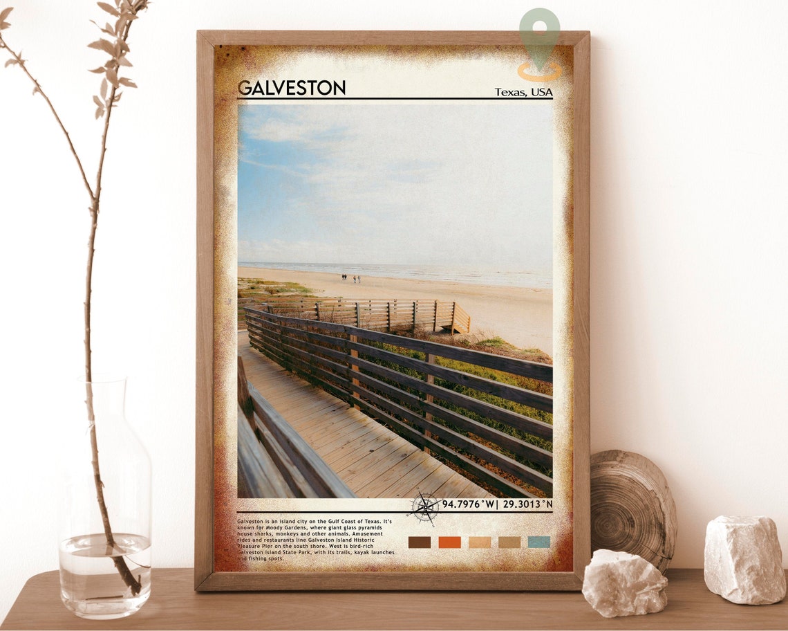Galveston Print Galveston Art Galveston Poster Galveston Photo Galveston Poster Print Galveston Painting Texas Travel Poster - Image 6