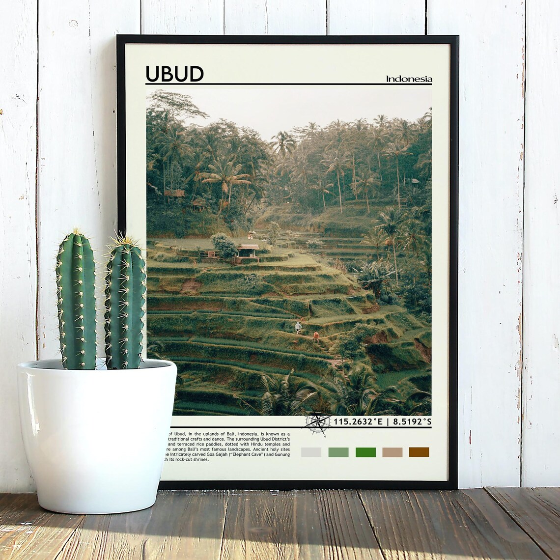 Ubud Bali Indonesia Terraced Rice Paddies Travel Photo Poster - Image 3