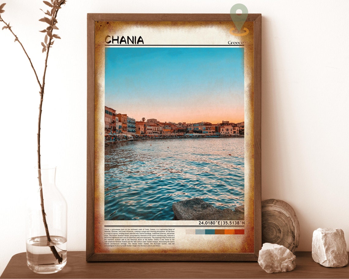 Chania Crete Greece Sunset Harbor Waterfront Old Town Poster - Image 6