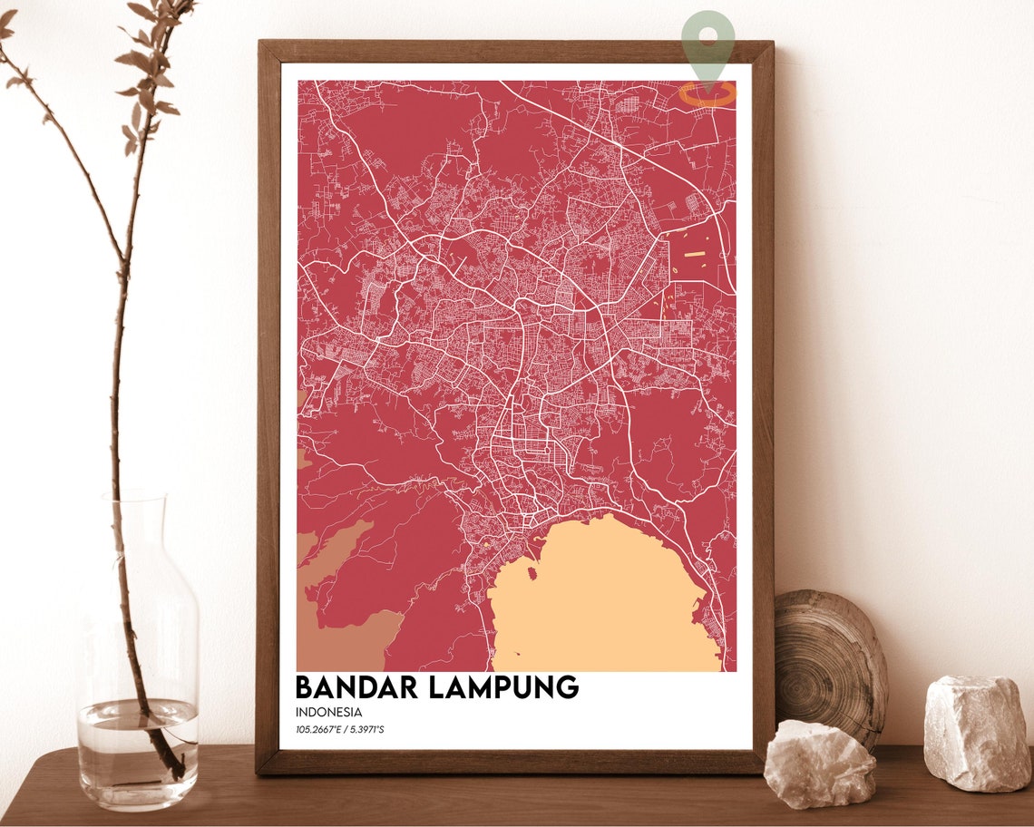 Bandar Lampung Indonesia Bold Navy City Map Street Modern Art Poster - Image 4
