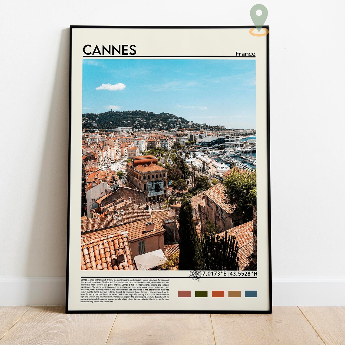 Cannes France Harbor Marina Rooftops City View Travel Poster - Image 2