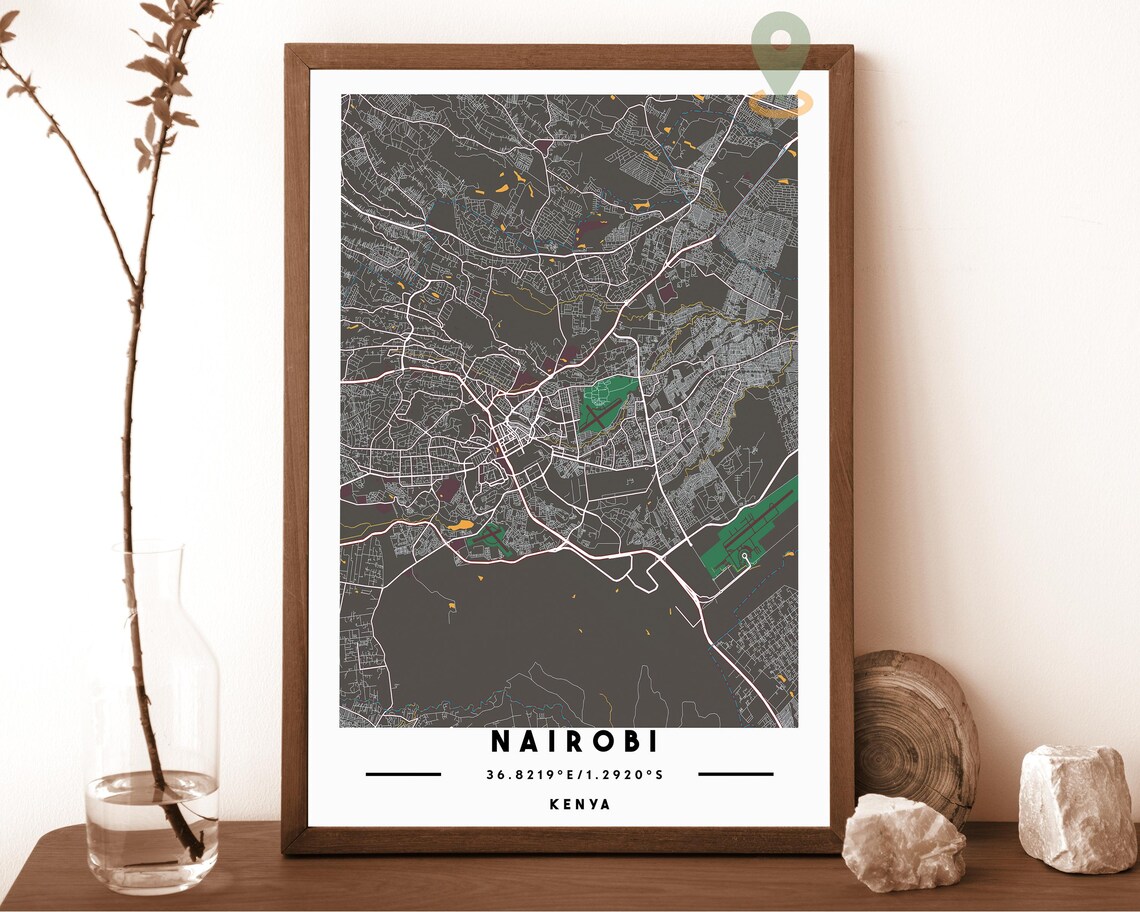 Nairobi Kenya City Street Map Pink Modern Art Print for Safari Lovers - Image 4