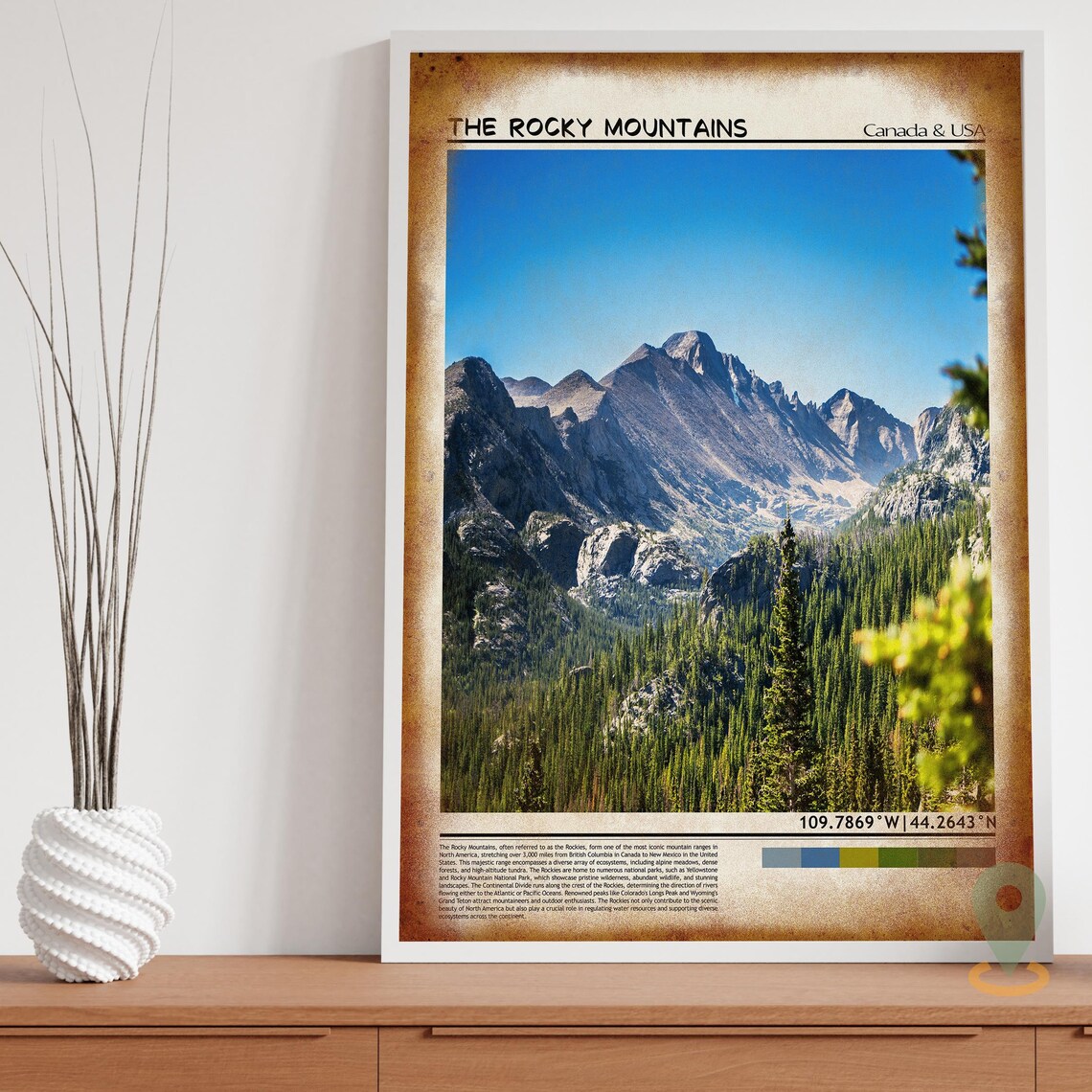 The Rocky Mountains Blue Sky Peaks Pine Forest Summer Photo Poster - Image 3