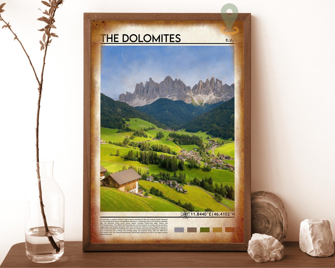 The Dolomites Italy Alpine Valley Peaks Meadow Travel Poster - Image 6