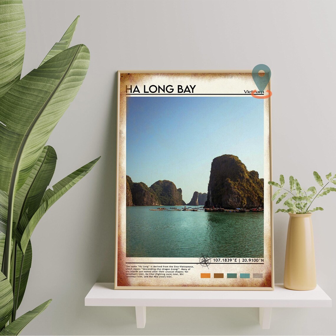Ha Long Bay Print Vintage Poster Ha Long Bay Wall Art Ha Long Bay Poster Ha Long Bay Photo Ha Long Bay Poster Print Vietnam Poster - Image 3