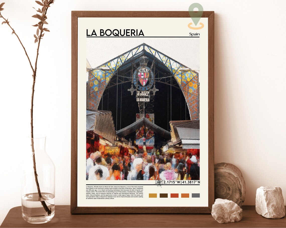 La Boqueria Barcelona Spain Iconic Market Hall Entrance Poster