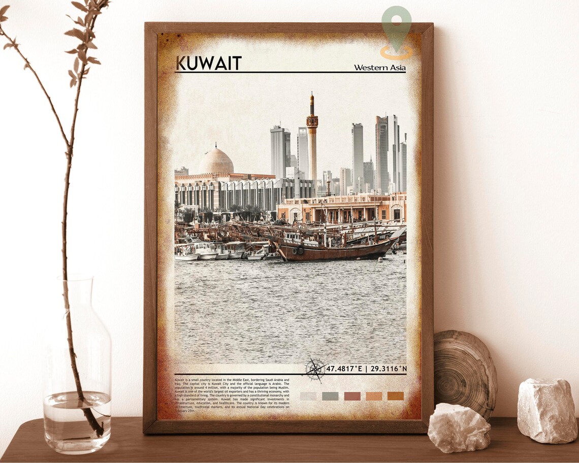 Kuwait Western Asia Dhows Waterfront Skyline Harbor Photo Poster - Image 6