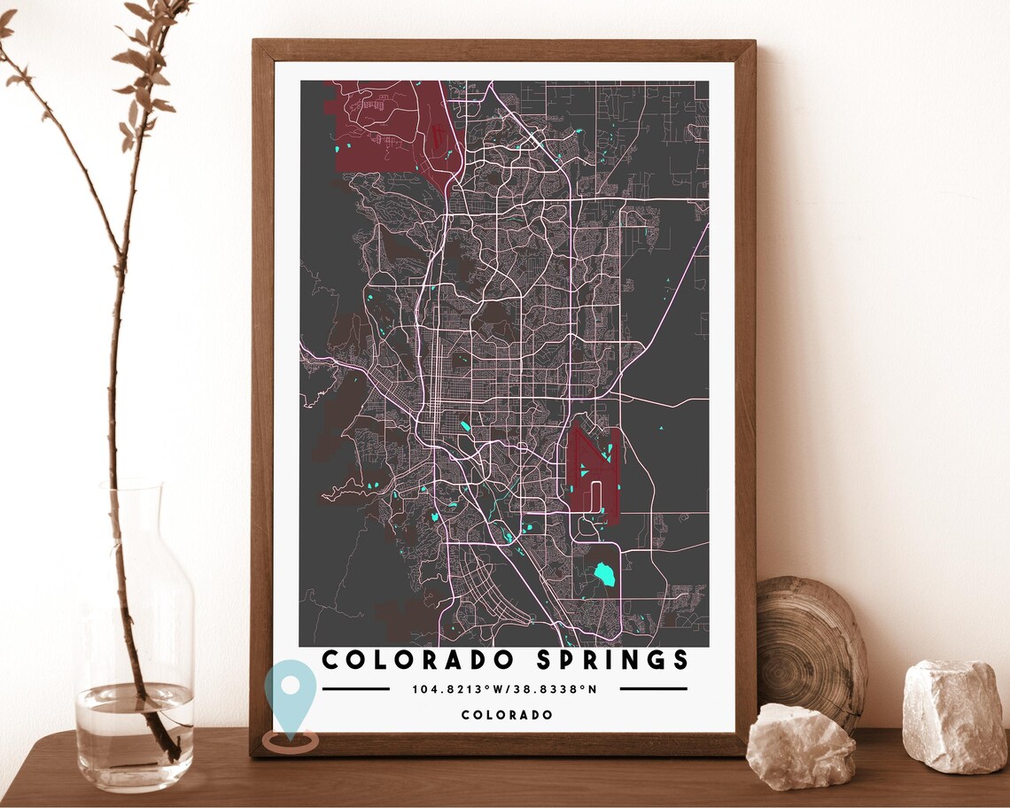 Colorado Springs Colorado Navy White Street Map Minimalist City Art Print - Image 3