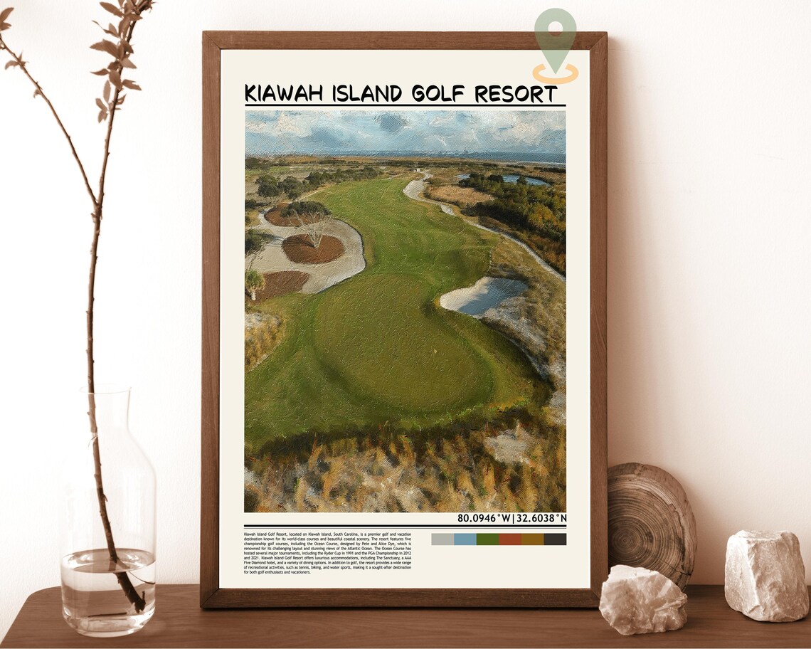 Kiawah Island Golf Resort Ocean Course Aerial Sports Poster Art