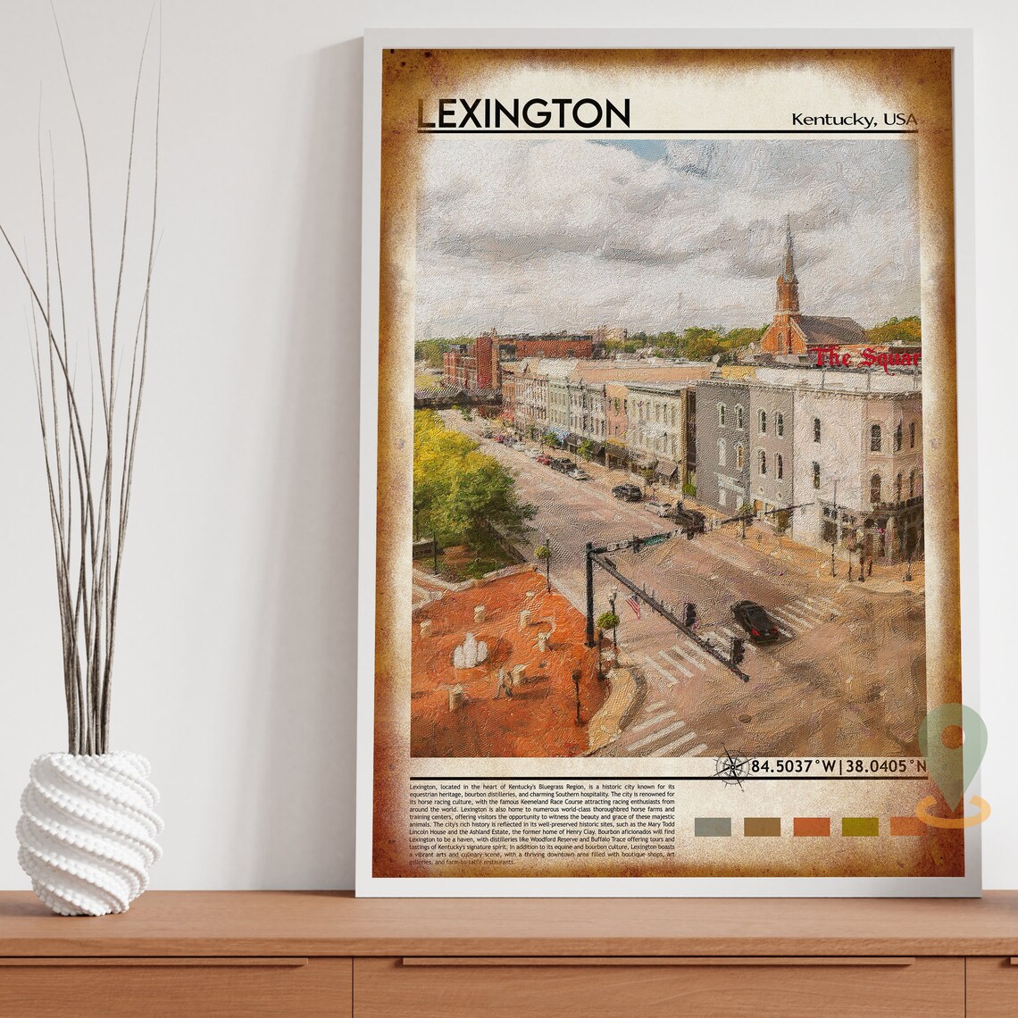 Lexington Kentucky Historic Downtown Street Scene Travel Poster - Image 4