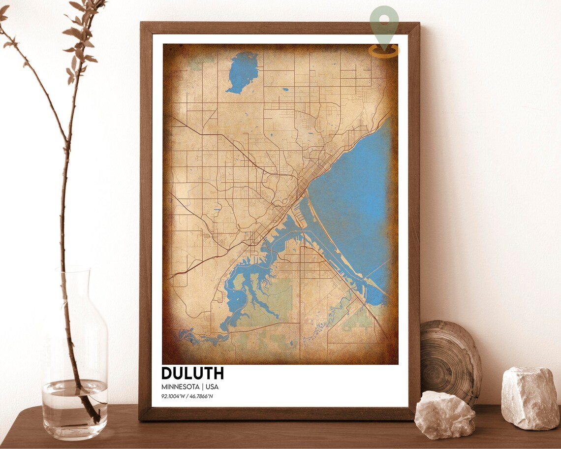 Duluth Minnesota City Street Map Lake Superior Grid Modern Art Print - Image 6