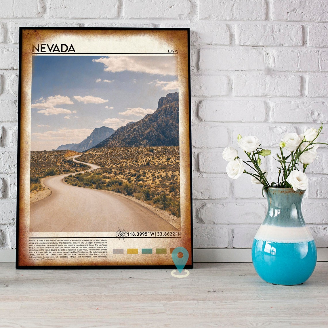 Nevada Desert Canyon Road Travel Poster Scenic Mountain Drive - Image 4