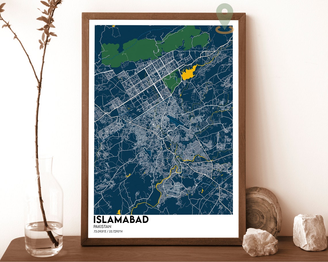 Islamabad Pakistan Rose Red Minimal Street Map Modern Art Poster - Image 6