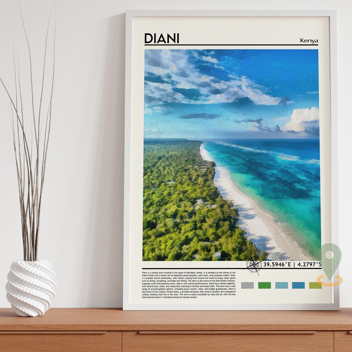 Diani Beach Kenya Turquoise Water Aerial Photo Travel Poster - Image 5