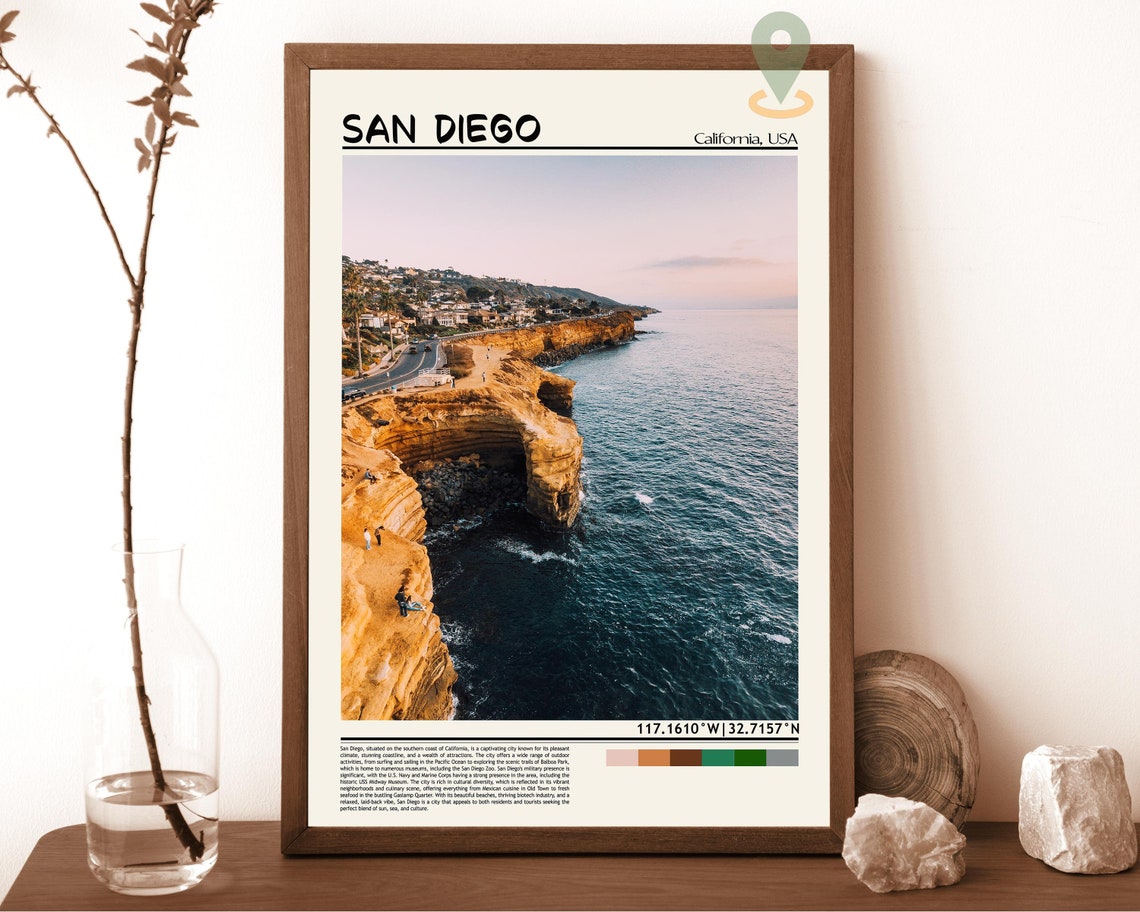 San Diego California Sunset Cliffs Ocean Coastline View Poster