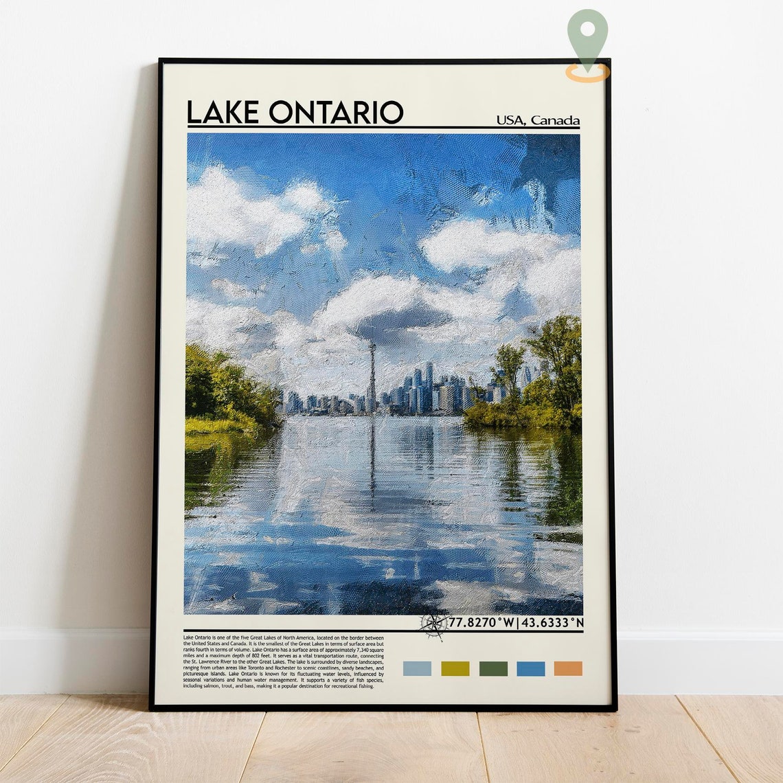 Lake Ontario Print Lake Ontario Poster Lake Ontario Wall Art Lake Ontario Travel Print Lake Ontario Art Print Canada Print Great Lakes - Image 5