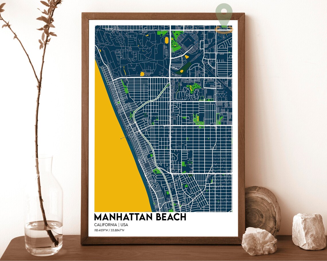 Manhattan Beach California USA Vintage Street Map Art Poster - Image 6