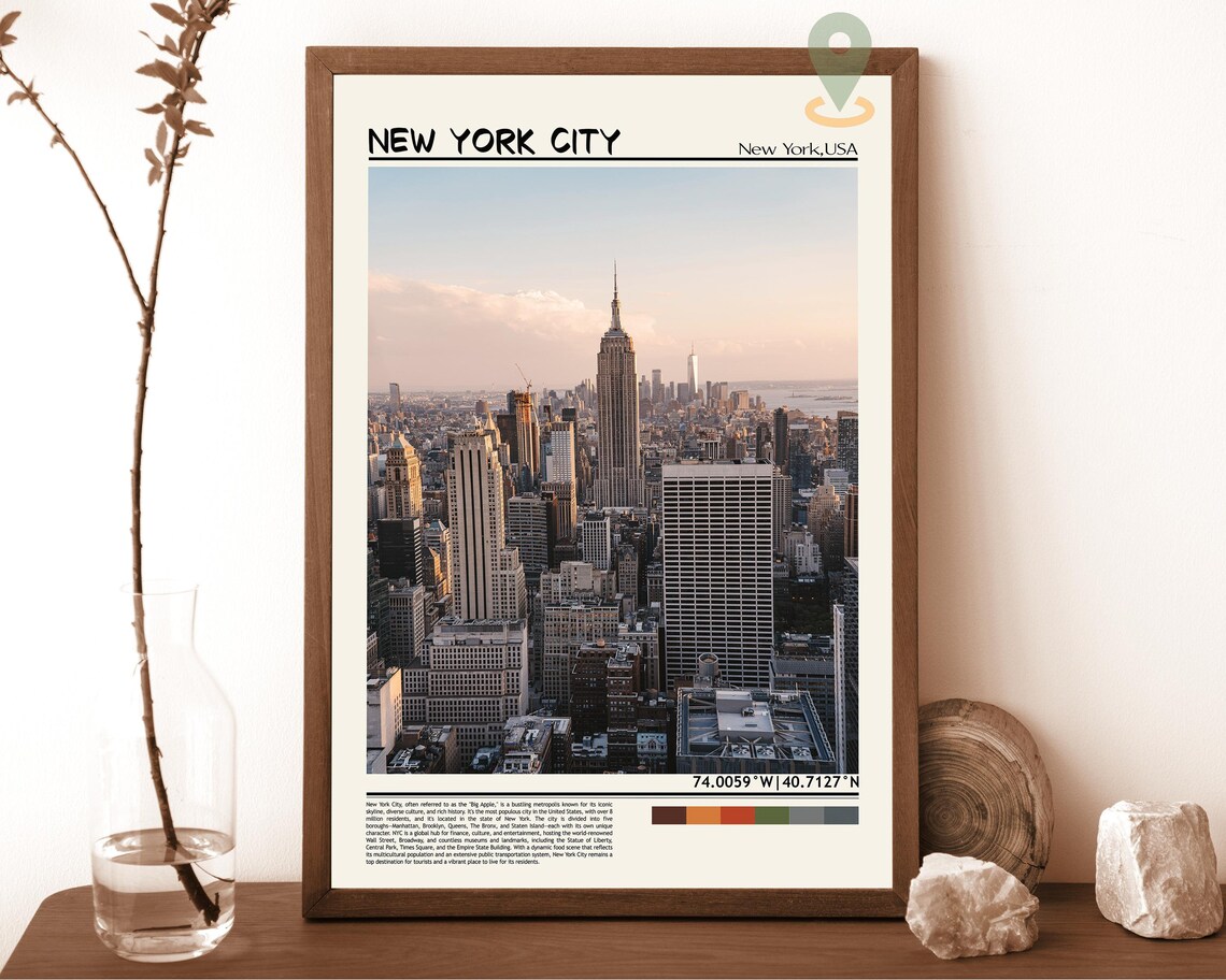 New York City Manhattan Skyline Empire State Dusk View Poster