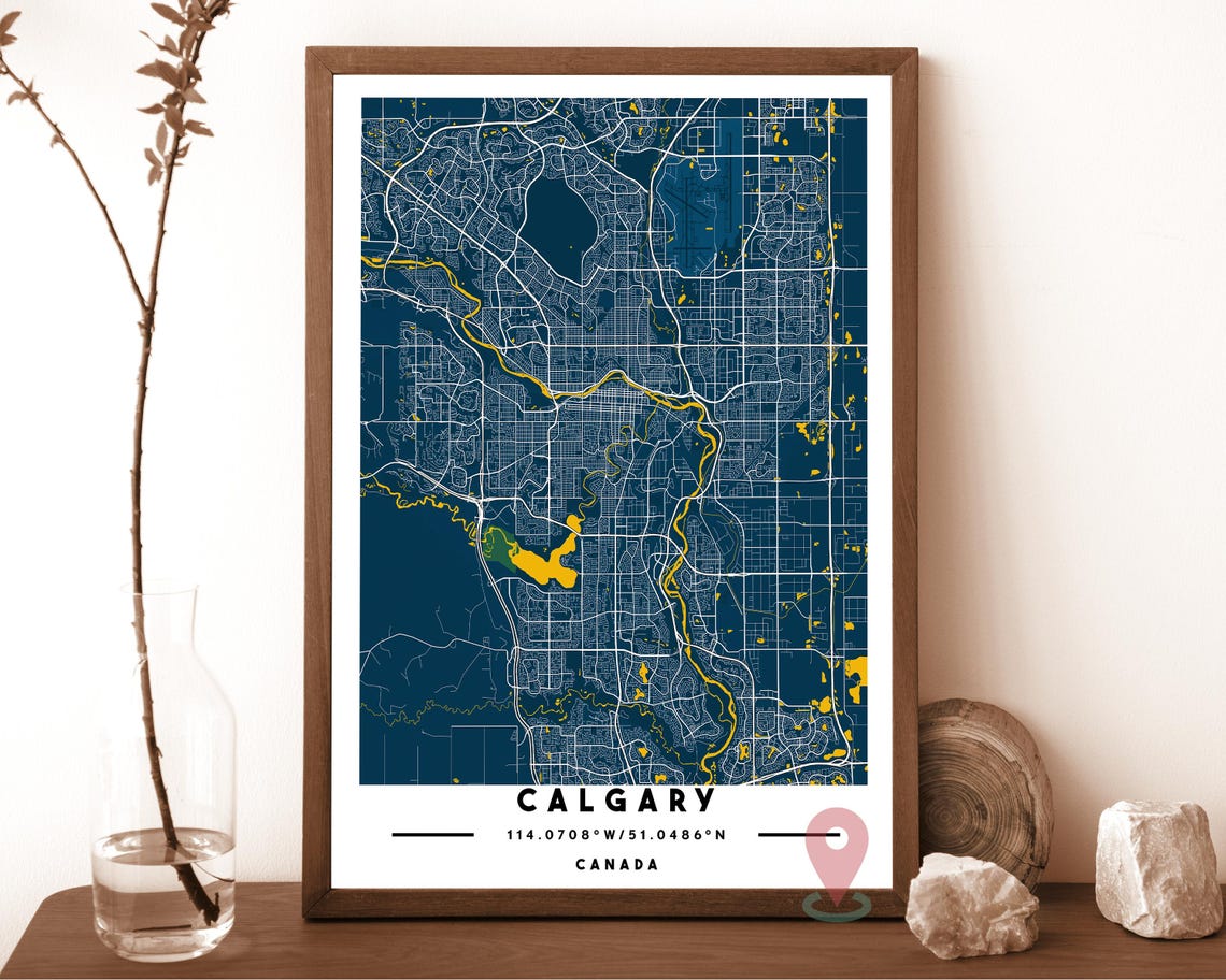 Calgary Canada City Street Map Sepia Brown Poster Wall Decor - Image 6