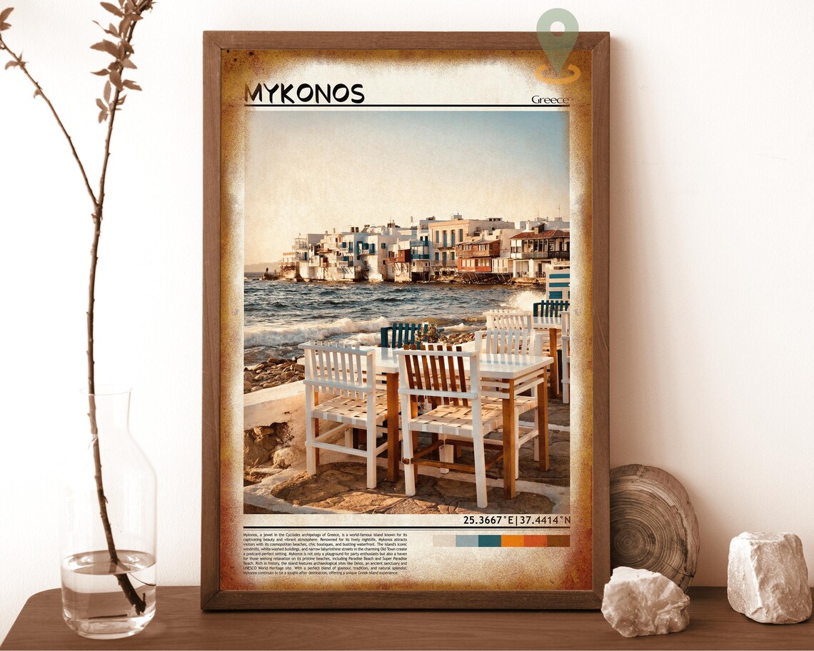 Mykonos Print Mykonos Wall Art Mykonos Poster Mykonos Photo Mykonos Poster Print Mykonos Wall Dcor Mykonos Travel Poster - Image 6