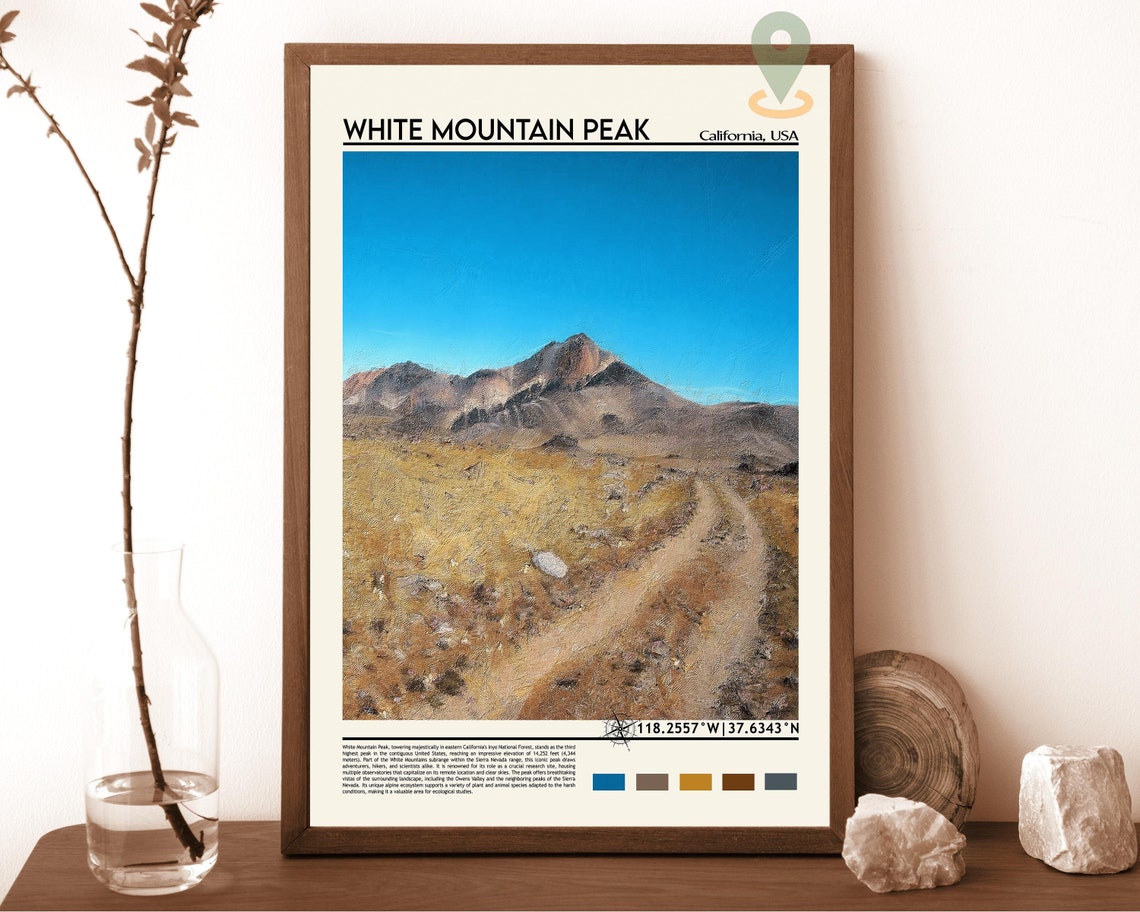 White Mountain Peak California Desert Summit USA Travel Facts Poster