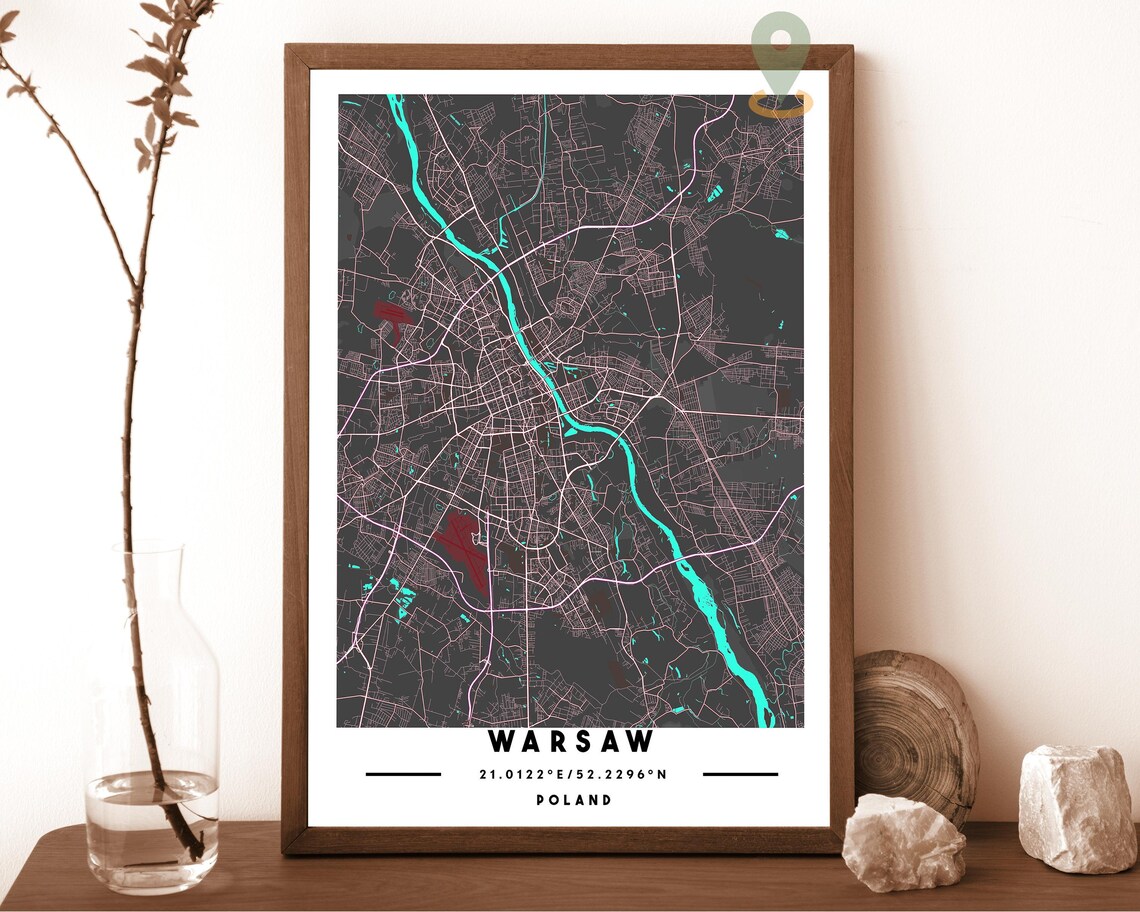 Warsaw Map Warsaw Map Print Warsaw Personalized Map Warsaw Wall Art Warsaw Travel Poster Warsaw Poster Warsaw Photo Warsaw Poland - Image 3