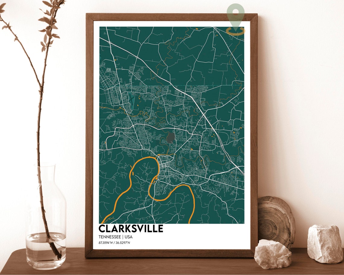 Clarksville Tennessee Clarksville Map Clarksville Map Print Clarksville Gift Clarksville Wall Art Clarksville City Travel Poster - Image 5