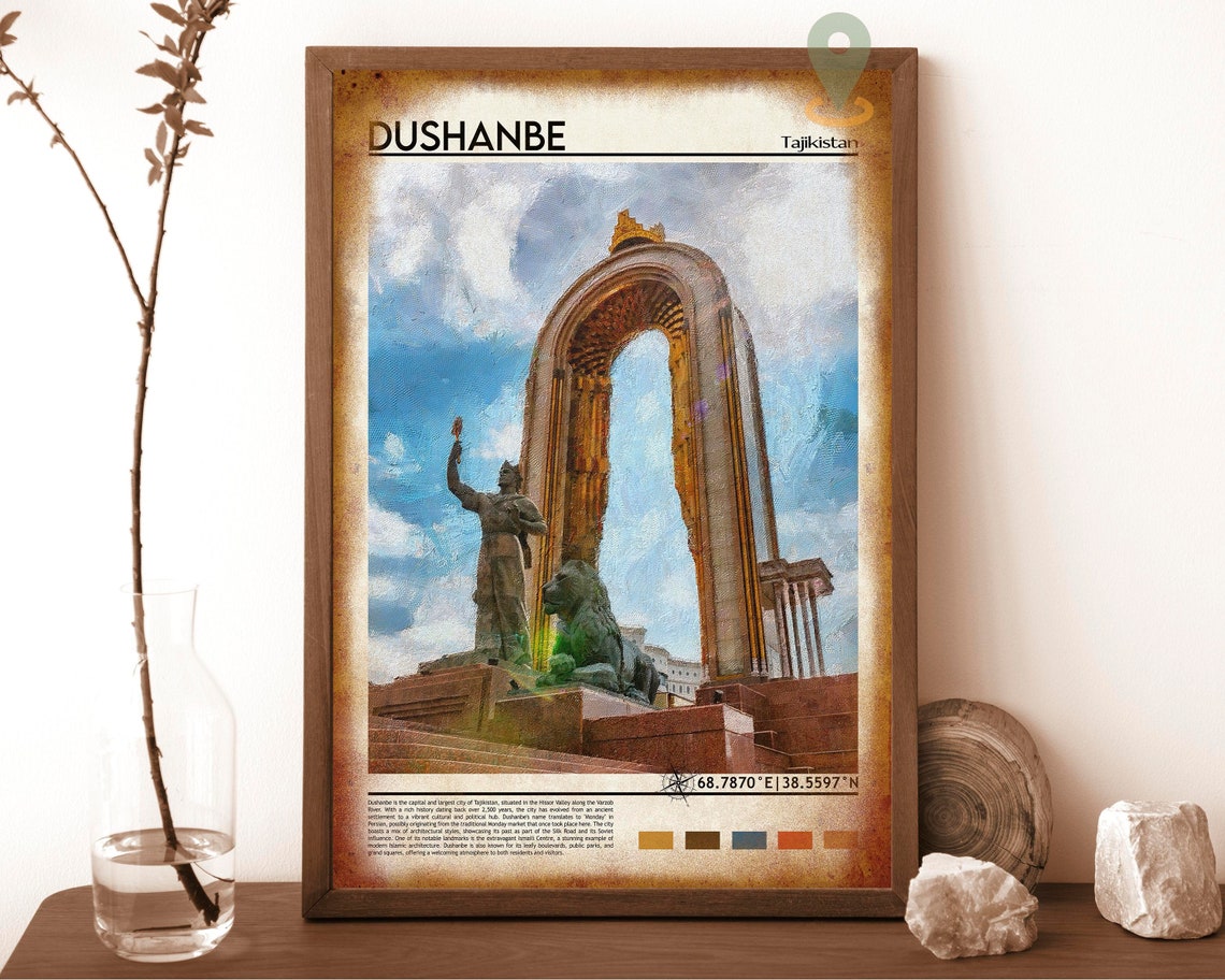 Dushanbe Tajikistan Monumental Arch Statue Landmark Art Poster - Image 6
