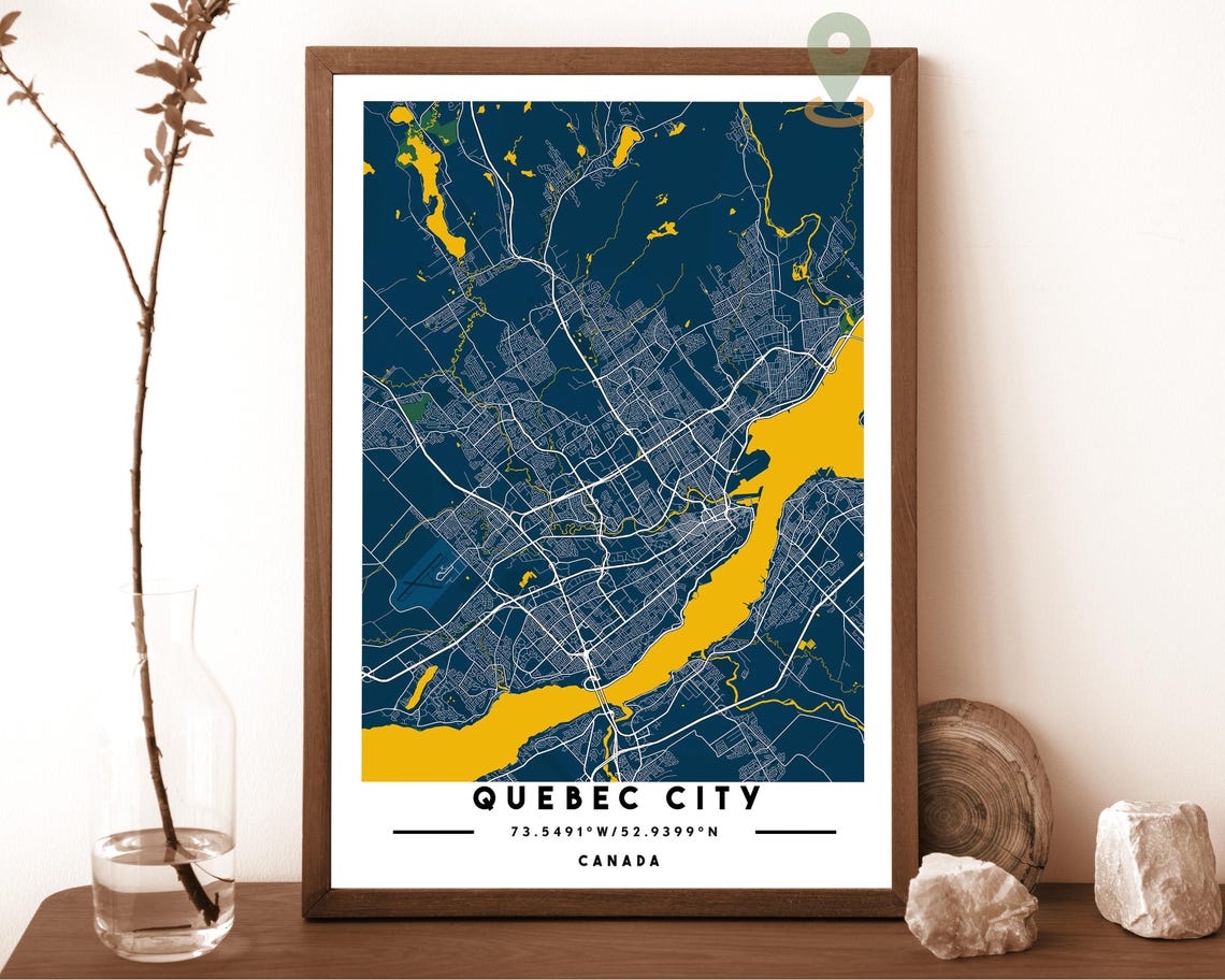 Quebec City Canada Blush Rose Street Map Modern Minimalist Wall Art - Image 6