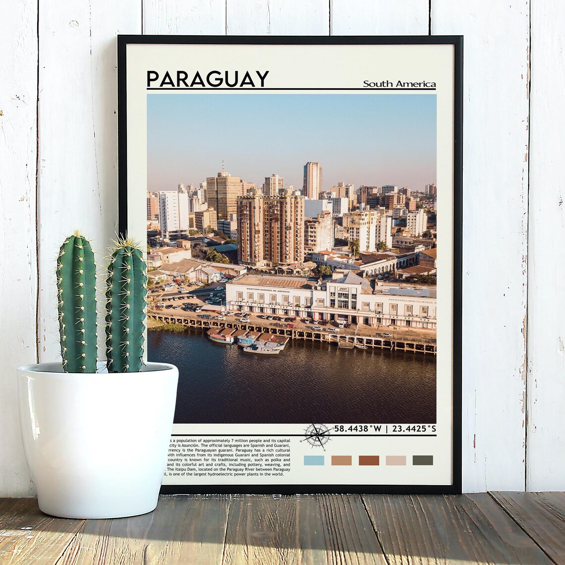 Paraguay South America Asuncion Riverfront City Aerial Poster - Image 5