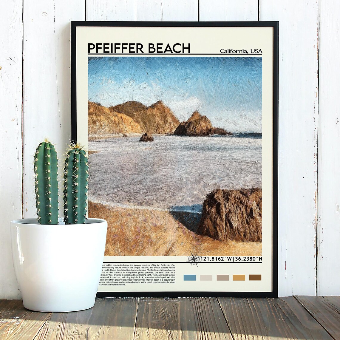 Pfeiffer Beach California Big Sur Rocky Coastline Travel Poster - Image 5
