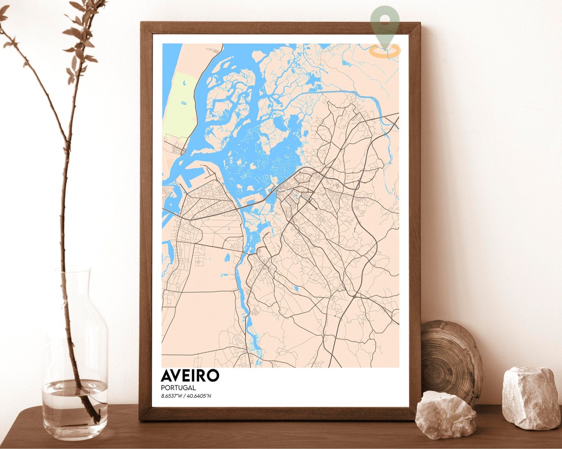 Aveiro Portugal Atlantic Coast Midnight Canal City Map Poster - Image 4