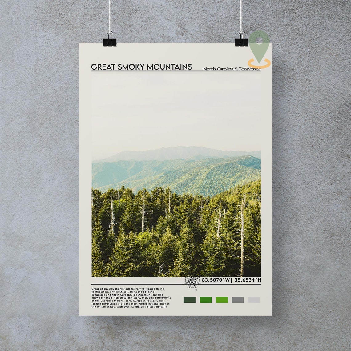 Great Smoky Mountains National Park Misty Forest Coordinate Poster - Image 5