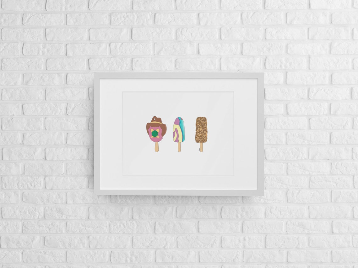 Ice Cream Trio Illustration, Australian Home Decor